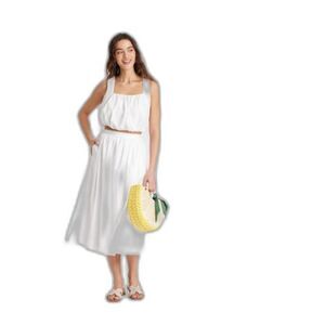 Women's High Rise Midi Skirt -A New Day- White Size L NWOT